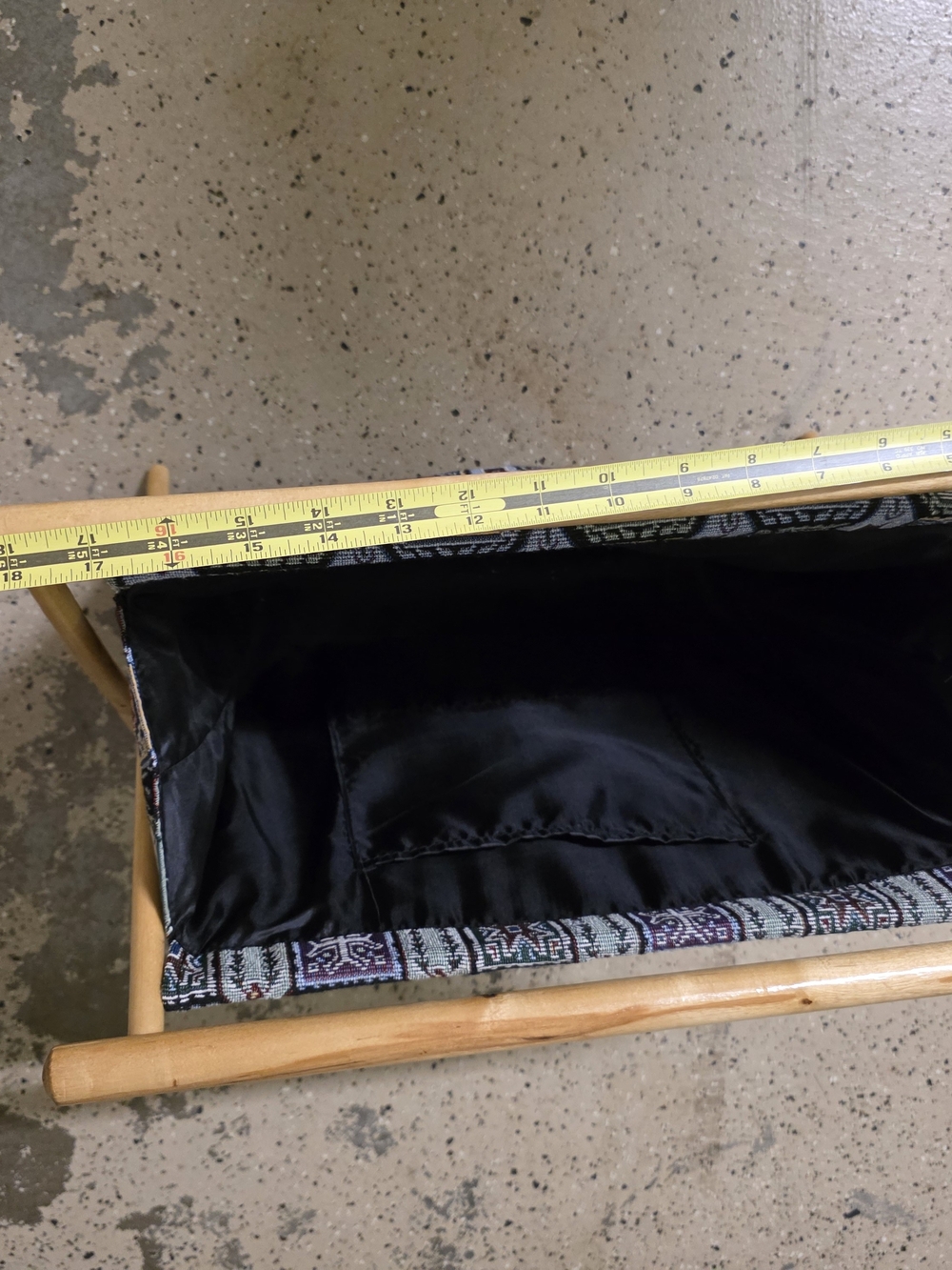 Wood Frame Magazine Rack with Blue Patterned Fabric - Picture 5 of 6